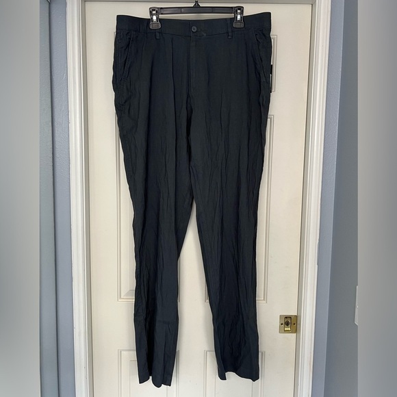 American Tall Dark Gray Linen Blend Pants - Picture 1 of 8